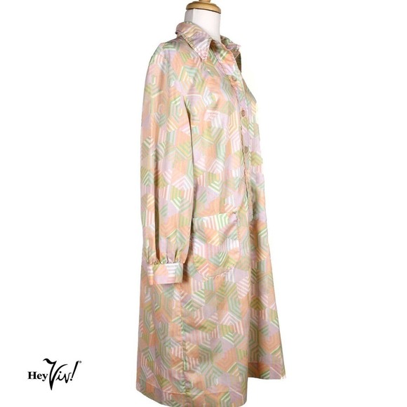 Vintage Shirtwaist Dress Pastel 70s Mod w Pockets Route One Tag Size L - Hey Viv - Picture 3 of 7